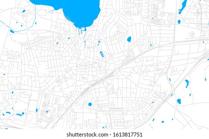 Bright vector map of Roskilde, Denmark with fine tuning between road and water. Use this map as a background for your company or as a high-quality interior design.