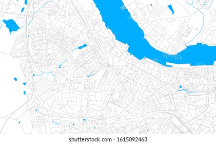 Bright vector map of Rostock, Germany with fine tuning between road and water. Use this map as a background for your company or as a high-quality interior design.