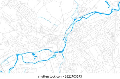 Bright vector map of Rotherham, England with fine tuning between road and water. Use this map as a background for your company or as a high-quality interior design.