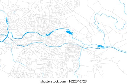 Bright vector map of Royal Leamington Spa, England with fine tuning between road and water. Use this map as a background for your company or as a high-quality interior design.