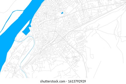 Bright vector map of Ruse, Bulgaria with fine tuning between road and water. Use this map as a background for your company or as a high-quality interior design.
