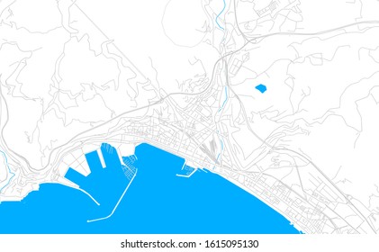 Bright vector map of Salerno, Italy with fine tuning between road and water. Use this map as a background for your company or as a high-quality interior design.