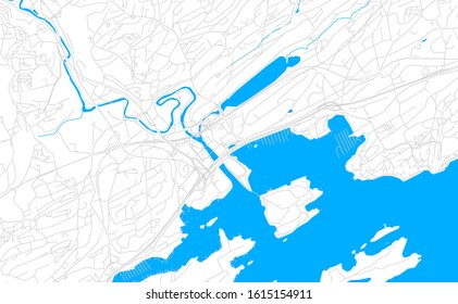 Bright vector map of Sandvika, Norway with fine tuning between road and water. Use this map as a background for your company or as a high-quality interior design.