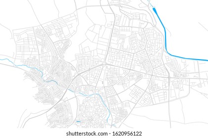 Bright vector map of Sanliurfa, Turkey with fine tuning between road and water. Use this map as a background for your company or as a high-quality interior design.
