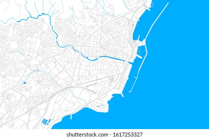 Bright vector map of Santa Cruz de Tenerife, Spain with fine tuning between road and water. Use this map as a background for your company or as a high-quality interior design.