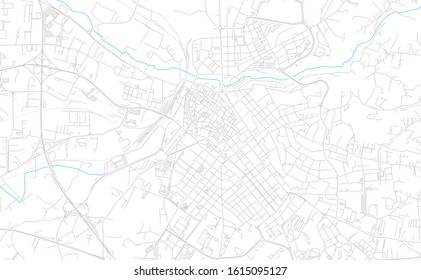 Bright vector map of Sassari, Italy with fine tuning between road and water. Use this map as a background for your company or as a high-quality interior design.