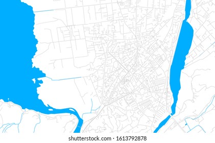 Bright vector map of Shkoder, Albania with fine tuning between road and water. Use this map as a background for your company or as a high-quality interior design.