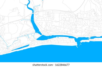 Bright vector map of Shoreham-by-Sea, England with fine tuning between road and water. Use this map as a background for your company or as a high-quality interior design.