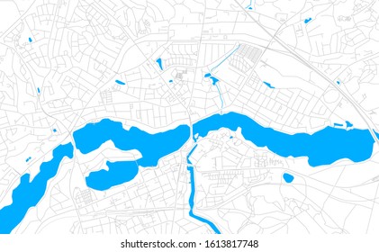 Bright vector map of Silkeborg, Denmark with fine tuning between road and water. Use this map as a background for your company or as a high-quality interior design.