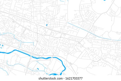 Bright vector map of Slough, England with fine tuning between road and water. Use this map as a background for your company or as a high-quality interior design.