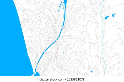 Bright vector map of Sochi, Russia with fine tuning between road and water. Use this map as a background for your company or as a high-quality interior design.