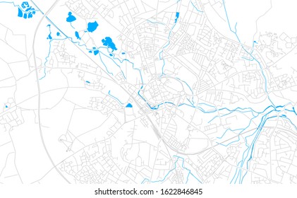 Bright vector map of Stafford, England with fine tuning between road and water. Use this map as a background for your company or as a high-quality interior design.