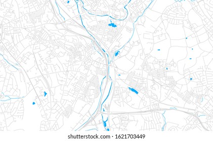 Bright vector map of Stoke-on-Trent, England with fine tuning between road and water. Use this map as a background for your company or as a high-quality interior design.