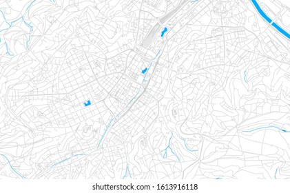 Bright vector map of Stuttgart, Germany with fine tuning between road and water. Use this map as a background for your company or as a high-quality interior design.