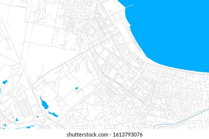 Bright vector map of Sumqayit, Azerbaijan with fine tuning between road and water. Use this map as a background for your company or as a high-quality interior design.