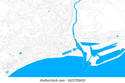 Bright vector map of Swansea, Wales with fine tuning between road and water. Use this map as a background for your company or as a high-quality interior design.