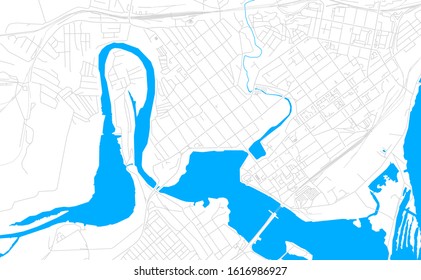 Bright vector map of Syzran, Russia with fine tuning between road and water. Use this map as a background for your company or as a high-quality interior design.