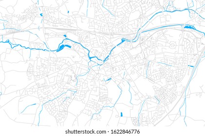 Bright vector map of Taunton, England with fine tuning between road and water. Use this map as a background for your company or as a high-quality interior design.