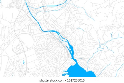 Bright vector map of Thun, Switzerland with fine tuning between road and water. Use this map as a background for your company or as a high-quality interior design.
