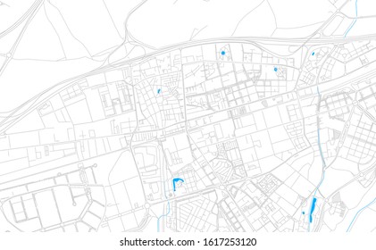 Bright vector map of Torrejon de Ardoz, Spain with fine tuning between road and water. Use this map as a background for your company or as a high-quality interior design.