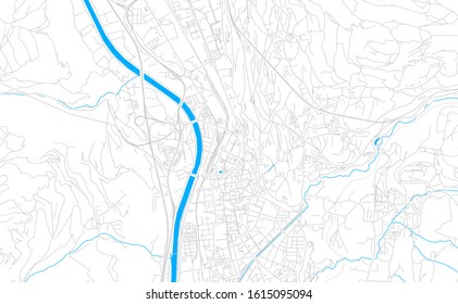 Bright vector map of Trento, Italy with fine tuning between road and water. Use this map as a background for your company or as a high-quality interior design.