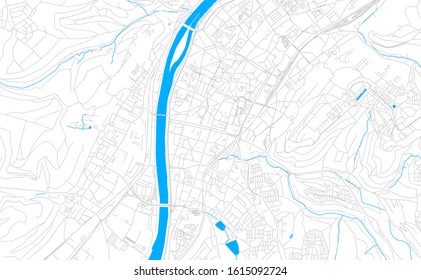 Bright vector map of Trier, Germany with fine tuning between road and water. Use this map as a background for your company or as a high-quality interior design.