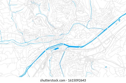 Bright vector map of Tubingen, Germany with fine tuning between road and water. Use this map as a background for your company or as a high-quality interior design.