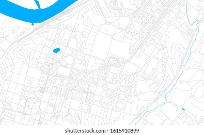 Bright vector map of Ufa, Russia with fine tuning between road and water. Use this map as a background for your company or as a high-quality interior design.