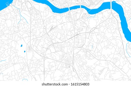 Bright vector map of Vila Nova de Gaia, Portugal with fine tuning between road and water. Use this map as a background for your company or as a high-quality interior design.