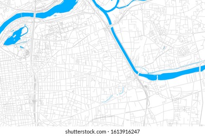 Bright vector map of Villeurbanne, France with fine tuning between road and water. Use this map as a background for your company or as a high-quality interior design.