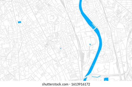 Bright vector map of Vitry-sur-Seine, France with fine tuning between road and water. Use this map as a background for your company or as a high-quality interior design.