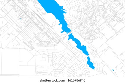 Bright vector map of Volgodonsk, Russia with fine tuning between road and water. Use this map as a background for your company or as a high-quality interior design.