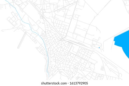 Bright vector map of Vratsa, Bulgaria with fine tuning between road and water. Use this map as a background for your company or as a high-quality interior design.