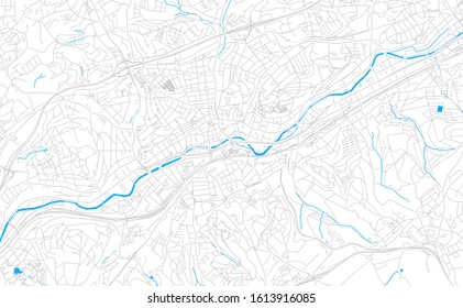 Bright vector map of Wuppertal, Germany with fine tuning between road and water. Use this map as a background for your company or as a high-quality interior design.