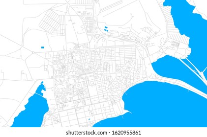 Bright vector map of Yevpatoria, Ukraine with fine tuning between road and water. Use this map as a background for your company or as a high-quality interior design.