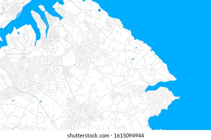 Bright vector map of  Zabbar, Malta with fine tuning between road and water. Use this map as a background for your company or as a high-quality interior design.