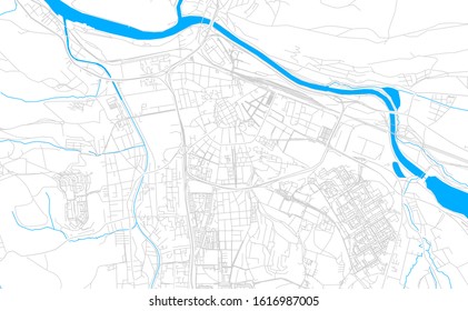 Bright vector map of Zilina, Slovakia with fine tuning between road and water. Use this map as a background for your company or as a high-quality interior design.