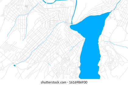 Bright vector map of Zlatoust, Russia with fine tuning between road and water. Use this map as a background for your company or as a high-quality interior design.