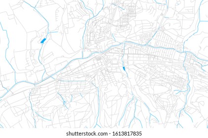 Bright vector map of  Zlin, Czechia with fine tuning between road and water. Use this map as a background for your company or as a high-quality interior design.
