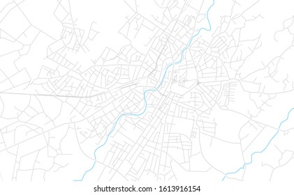 Bright vector map of Zugdidi, Georgia with fine tuning between road and water. Use this map as a background for your company or as a high-quality interior design.