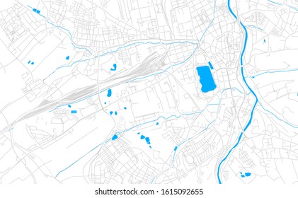 Bright vector map of Zwickau, Germany with fine tuning between road and water. Use this map as a background for your company or as a high-quality interior design.