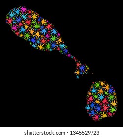 Bright vector marijuana Saint Kitts and Nevis map mosaic on a black background. Concept with multi-colored weed leaves for hemp legalize campaign.