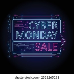 Helle Vektor Neon Zeichen Cyber ​​Montag Verkauf
