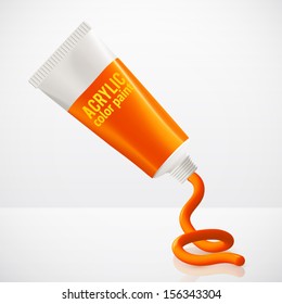 Bright vector orange paint tube