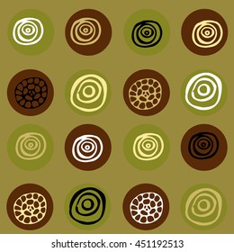 Bright vector pattern with abstract circles. Handmade. scribble.
