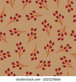 a bright vector pattern with a branch of berries . Ideal for postcards, children's gifts, covers, invitations, backgrounds, 