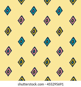 Bright vector pattern with graphic diamonds. Children geometric illustration. Handmade. It can be used for packaging, invitations, greeting cards, etc.