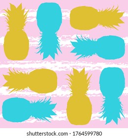 Bright vector pattern with pineapples. Creates an atmosphere of the tropics and summer mood.