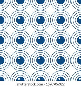 Bright vector pattern of shapes of different sizes and classic blue color. Suitable for printing on fabric, wrapping paper, stationery.