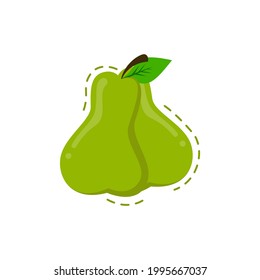 Bright vector of pear color. Fresh cartoon pear isolated on a white background.